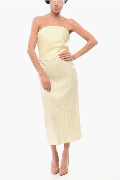 Jacquemus La Robe Carino Satin Midi Dress In Neutral