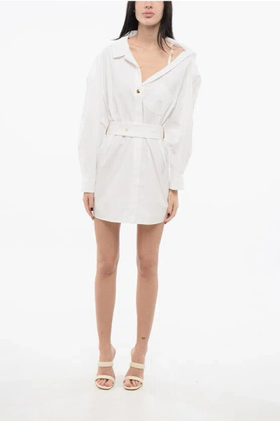 Jacquemus Les Sculptures Dropped Shoulder La Mini Robe Chemisier Dress In White