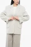 Jacquemus Les Sculptures Padded Shoulder Titolo Blazer In Grey