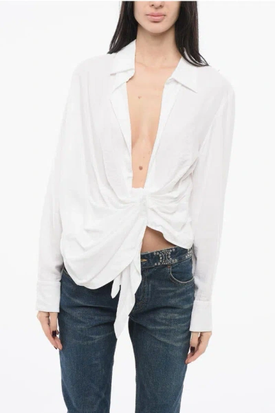 Jacquemus Les Sculptures Relaxed Bahia Shirt With Bow In White