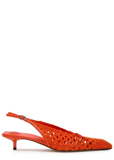 Jacquemus Les Slingbacks Cubisto 35 Leather Slingback Pumps In Orange