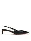 Jacquemus Pointed Toe Slingback Pumps With Textured Calf Leather In Black