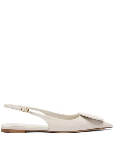 Jacquemus Duelo Slingbacks With Circle And Square Motifs In Light Greige