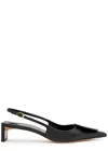 Jacquemus Pointed Toe Slingback Pumps With Textured Calf Leather In Black