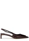Jacquemus Pointed Toe Slingback Pumps With Textured Calf Leather In Brown Dark