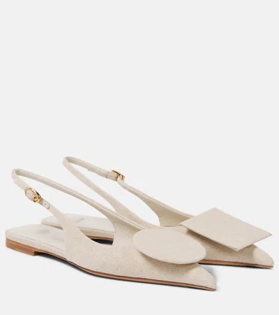 Jacquemus Duelo Slingbacks With Circle And Square Motifs In Light Greige