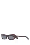 Jacquemus Rectangular Brown Frame Sunglasses With Textured Pattern In Brown