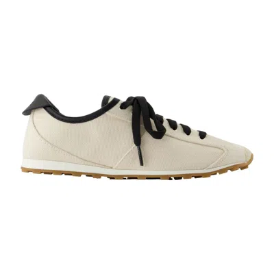 Jacquemus Les Tennis Leather-trimmed Canvas Sneakers In Neutral