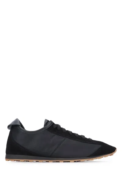 Jacquemus Smooth Suede-textured Sneakers With Contrasting Rubber Sole In Black