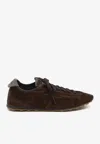 Jacquemus The Tennis Leather-trimmed Croc-effect Suede Sneakers In Brown