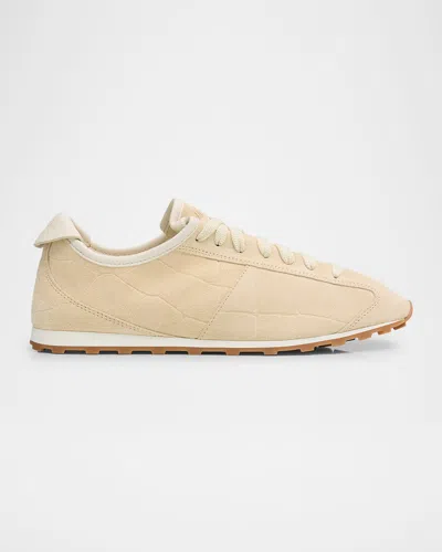 Jacquemus Les Tennis Croc-embossed Suede Sneakers In Neutral