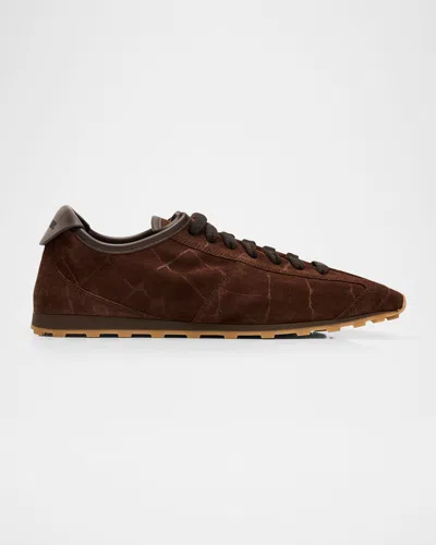 Jacquemus Les Tennis Croc-embossed Suede Sneakers In Brown