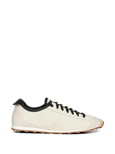 Jacquemus Leather Sneakers Round Toe Rubber Sole In White