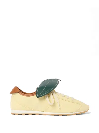 Jacquemus Les Tennis Leaf-detail Sneakers In Yellow