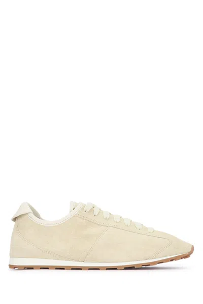 Jacquemus Sneaker Tennis In Ivory Crocodile Effect Suede Women In Neutral