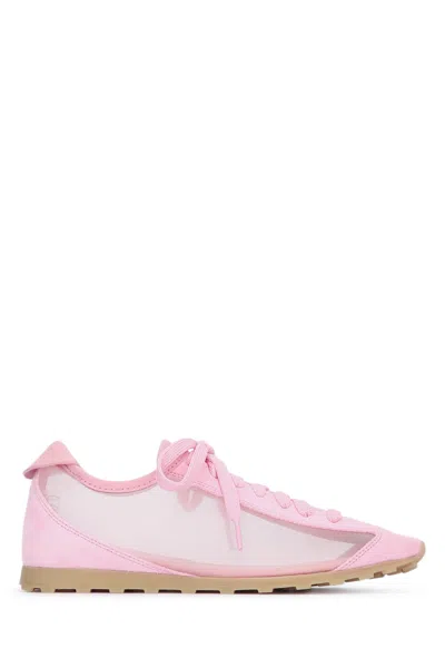 Jacquemus Les Tennis Suede And Leather Trimmed Mesh Sneakers In Pink