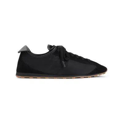Jacquemus Smooth Suede-textured Sneakers With Contrasting Rubber Sole In Black