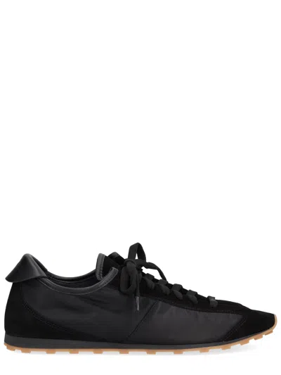 Jacquemus Smooth Suede-textured Sneakers With Contrasting Rubber Sole In Black