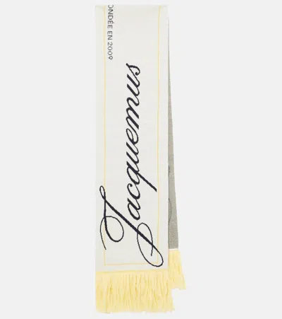 Jacquemus Liga Logo Wool Scarf In White
