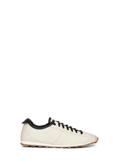 Jacquemus Light Beige Canvas And Leather The Tennis Soft Sneakers In White