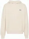 Jacquemus Light Beige Hooded Sweatshirt With Minimalist Design In Neutral