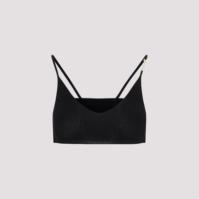 Jacquemus Pralu Knitted Cropped Top In Black