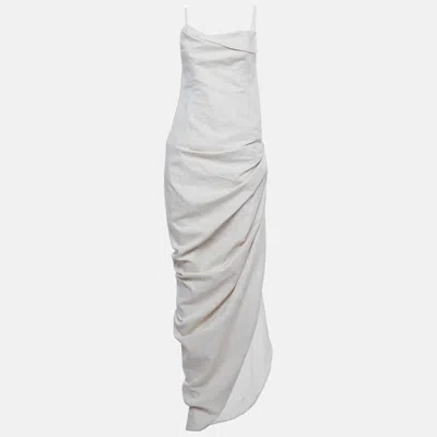 Pre-owned Jacquemus Light Beige Linen Blend Cowl Neck Maxi Dress M In Sand