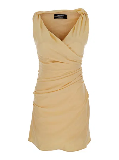 JACQUEMUS LIGHT BEIGE THE RITA MINI DRESS