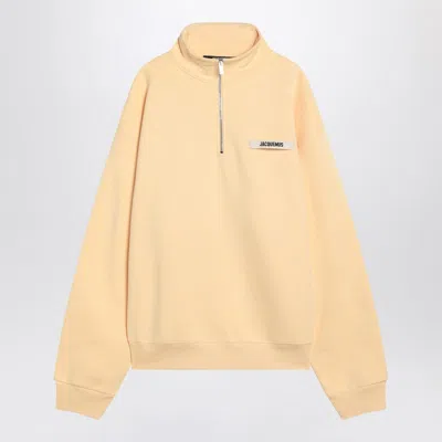 Jacquemus The Gros Grain Patch Half-zip Sweatshirt In Beige