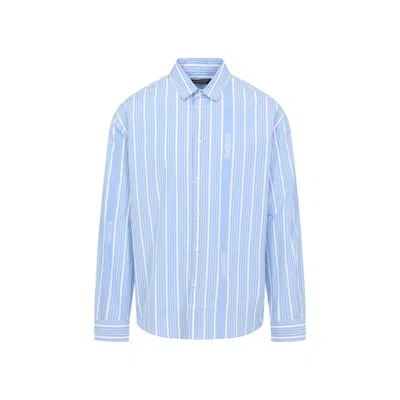 JACQUEMUS JACQUEMUS LIGHT BLUE BUTTON-UP SHIRT WITH CONTRASTING CUFF DETAIL