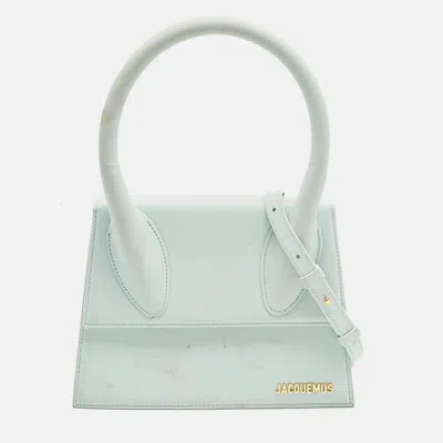 Pre-owned Jacquemus Light Blue Leather Grand Le Chiquito Top Handle Bag