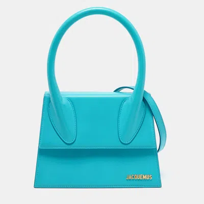 Jacquemus Women Le Chiquito Moyen Blue Leather Shoulder Bag