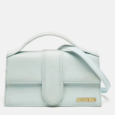 Pre-owned Jacquemus Light Blue Leather Large Le Bambino Top Handle Bag