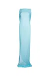 JACQUEMUS LIGHT BLUE SATIN LONG DRESS