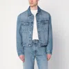 Jacquemus Vintage Light Wash Cropped Denim Jacket In Green