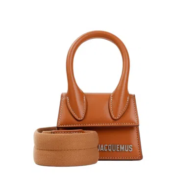 Jacquemus Light Brown Leather Le Chiquito Homme Bag In Orange