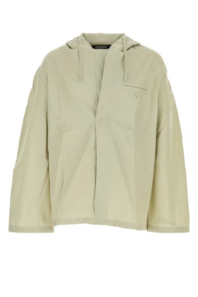 JACQUEMUS LIGHT GREEN LOGO HOODED JACKET