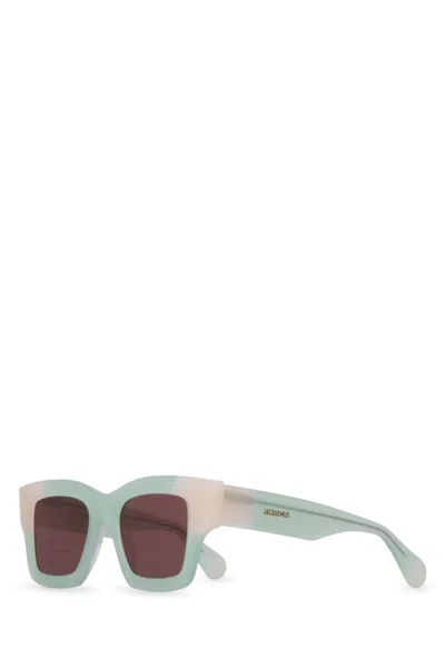 JACQUEMUS LIGHT GREEN SQUARE SUNGLASSES
