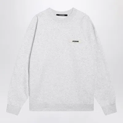 Jacquemus Light Grey Sweatshirt With Gros Grain Logo Men In Multi