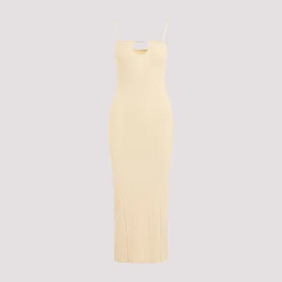 Jacquemus Sierra Ribbed Midi Dress In Beige