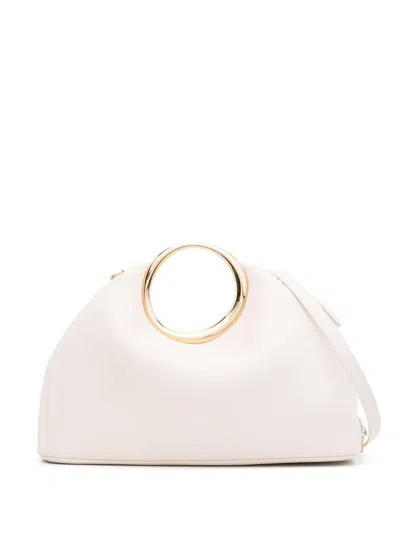 Jacquemus Light Ivory Lamb Leather Top-handle Bag For Women In Tan