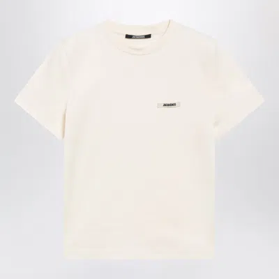 Jacquemus Light Mini Fitted T-shirt With Grosgrain Logo In Neutral