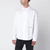 Jacquemus Men Shirt With Embroidered Logo And Herringbone Pattern In White
