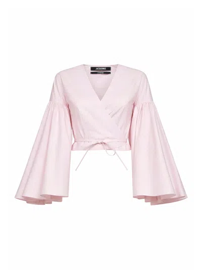 Jacquemus Light Pink The Paysan Ruffled Wrap Top