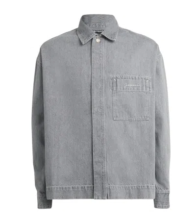 Jacquemus Light-wash Denim Shirt In Grey