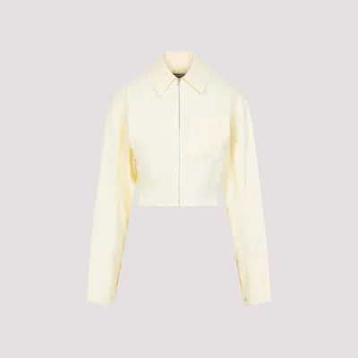 Jacquemus The Mirada Cropped Zip-up Shirt In Yellow