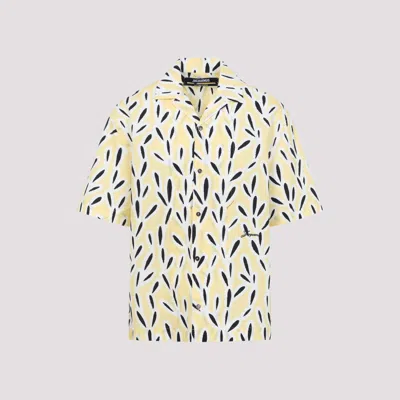 JACQUEMUS LIGHT YELLOW LA CHEMISE PRINTED COTTON SHIRT
