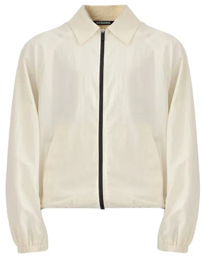 Jacquemus Lightweight Nylon Windjacket With Pointed Collar In White