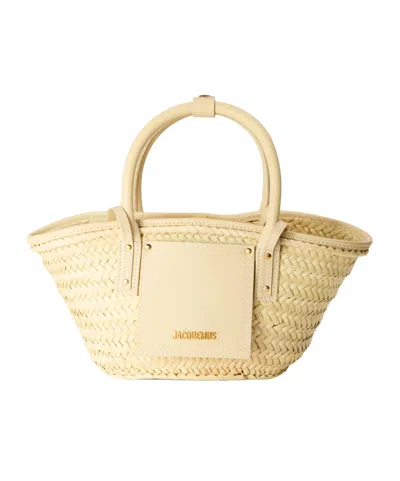 Jacquemus Le Petit Panier Leather Tote In White