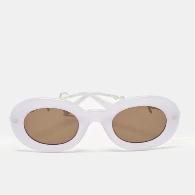 Jacquemus Lilac/black Les Lunettes Pralu Oval Sunglasses In Brown